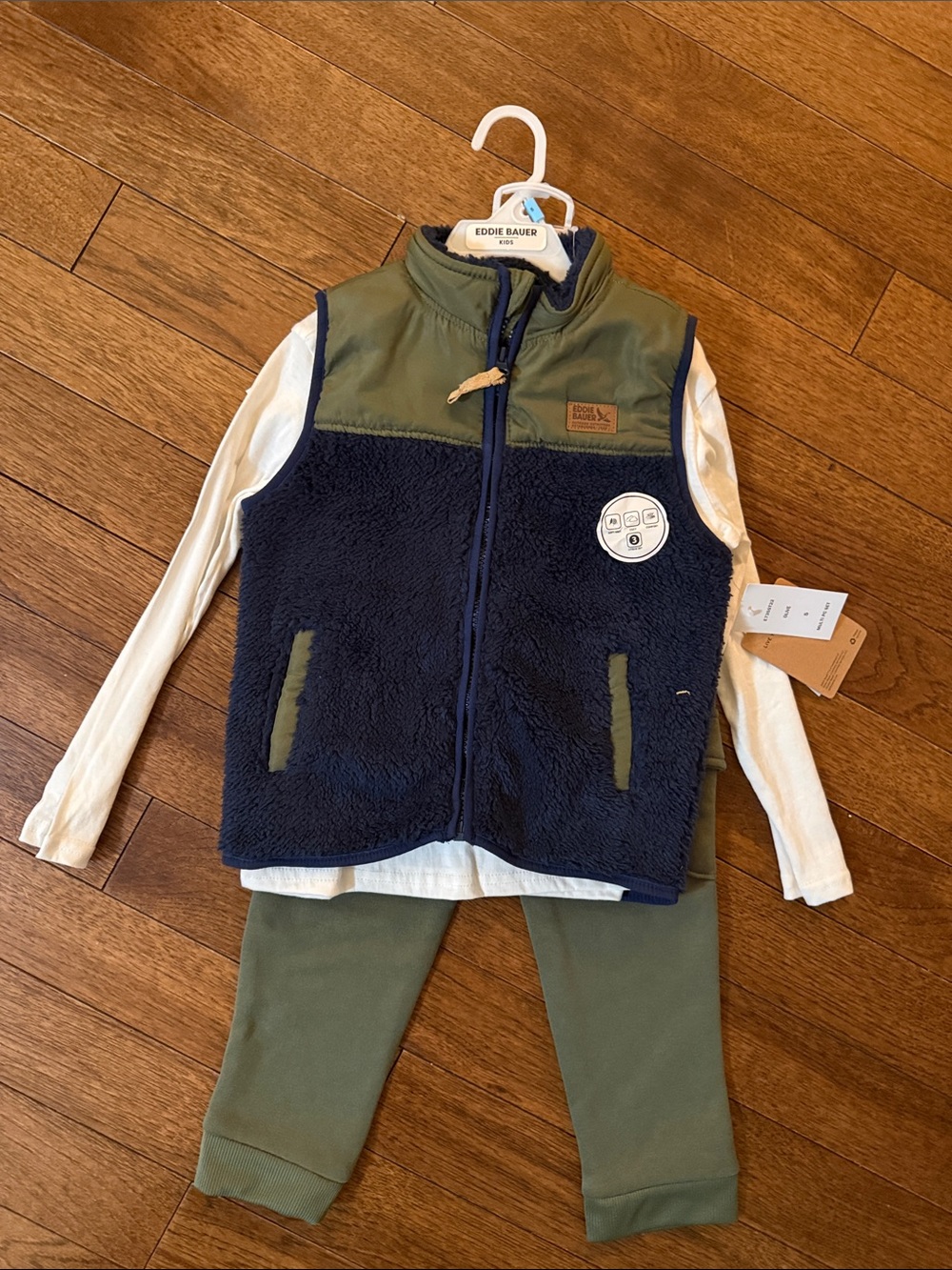 Eddie Bauer Navy & Olive Green Sherpa Vest